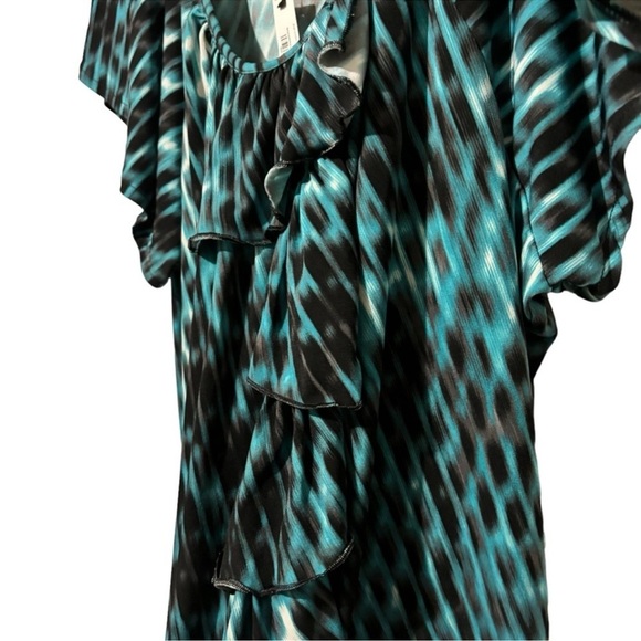 Worthington Woman Bundle of 2 Stretch Layered Ruffle Blouse Tops Animal Print 1X - Picture 11 of 15